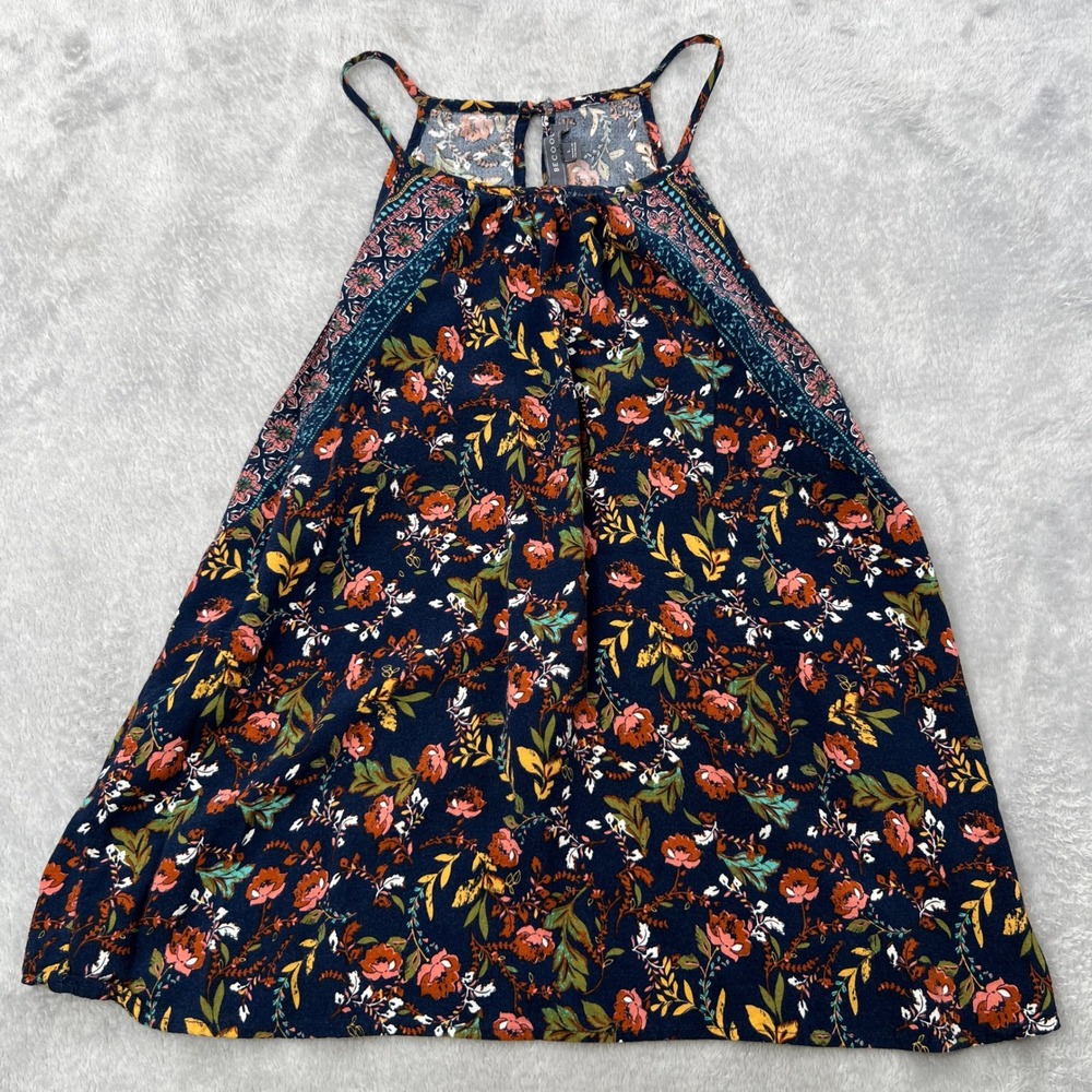 Floral Halter Tank Top - Navy Floral